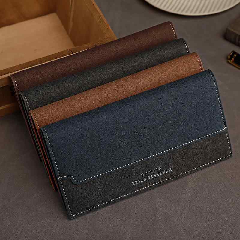 長財布 メンズ 二つ折り PUレザー 切り替え バイカラー マット加工 薄型 スキミング防止 大容量 多機能..