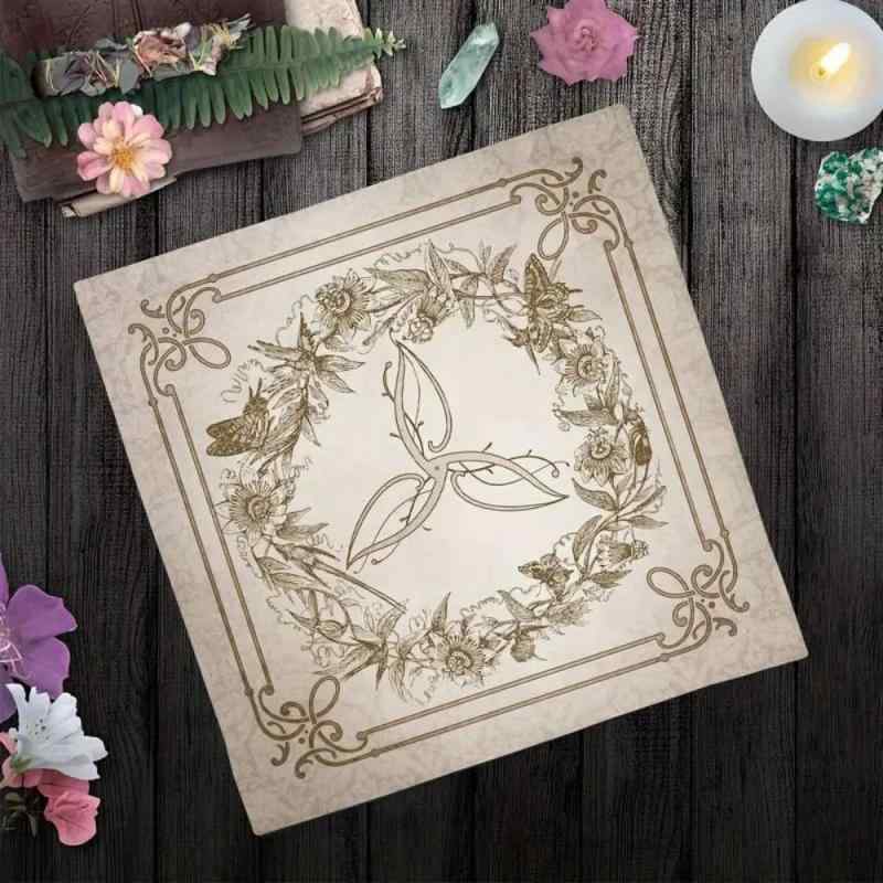 タロットクロス レトロ調 花柄 蝶々柄 テーブルマット デスクマット ポリエステル 正方形 北欧風 インテリア装飾 部屋飾り 寮用 マルチカラー