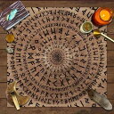 タロットクロス 占い タロットカード用 木目調 羅針盤 12星座柄 ポリエステル製 正方形 スクエア マルチカラー 北欧風 部屋飾り インテリア雑貨 デコレーション 神秘的