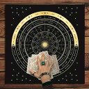 タロットクロス 12星座 羅針盤 星空柄 正方形 ポリエステル マルチカラー 北欧スタイル 部屋 寮 インテリア 装飾