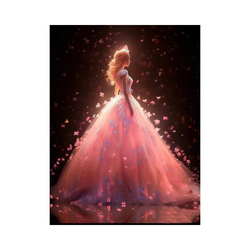 ダイヤモンドアート 5D カートゥーン プリンセス シルエット ロマンチック 蝶 風景 リビング 寝室 ウォ..