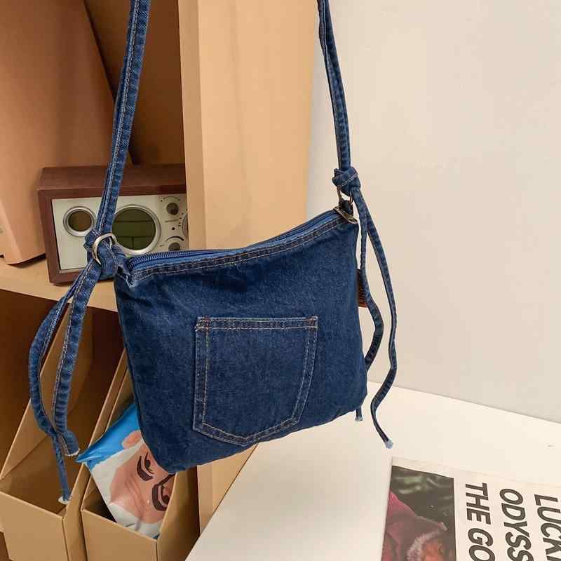 バッグ レディース アメリカン レトロ ルーズスタイル デニム キャンバス 帆布 切り替え ショルダーバ..