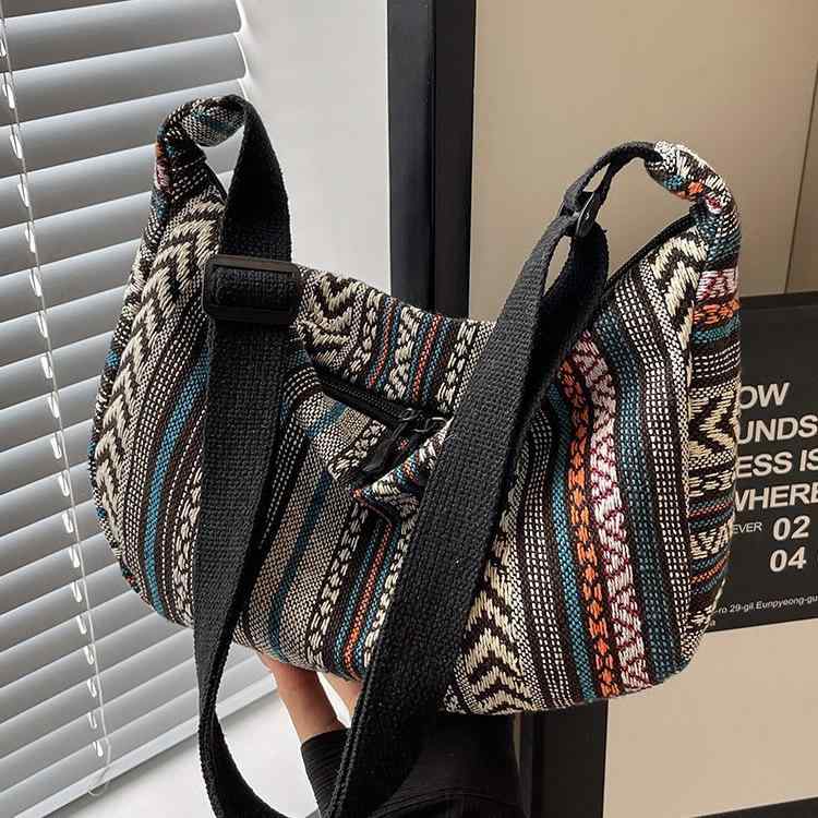 バッグ レディース 水餃子型 大容量 斜めがけ ワンショルダー 帆布 ソフト レトロ 民族風 トレンド お..