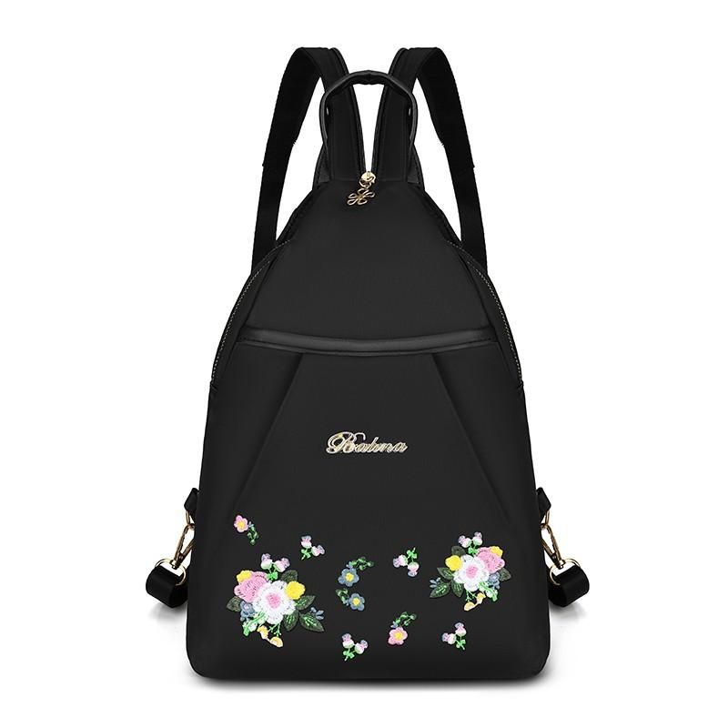 リュックサック レディース 民族風 刺繍 花柄 エスニック オックスフォード生地 ミニリュック 斜め掛け かわいい カジュアル 旅行 トラベル 普段使い 撥水 防犯 軽量 衝撃吸収 スマホポケット付き ブラック レッド S L サイズ 春夏