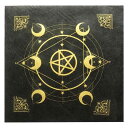 タロットクロス ブラック 不織布 金箔プリント 49×49cm 正方形 タロットマット 占い用品 カードゲーム 儀式用 神秘的 インテリア 軽量 コンパクト