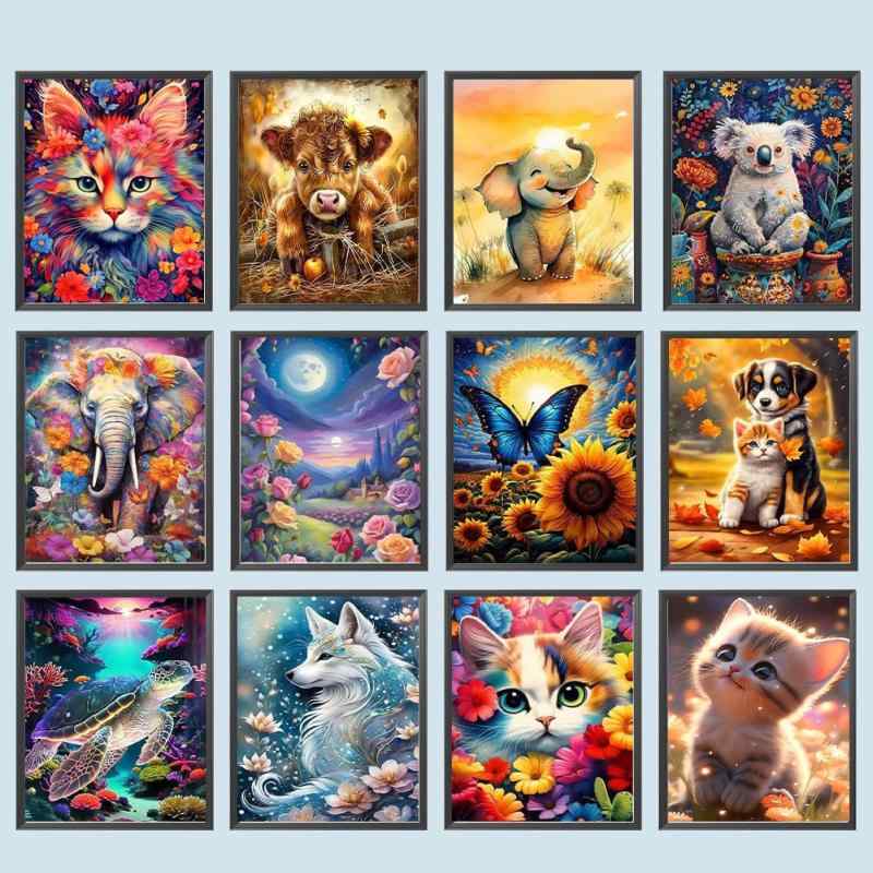 ダイヤモンドアート 猫 かわいい 埋め尽くし 手作り DIYキット リビング 寝室 書斎 玄関 インテリア フ..