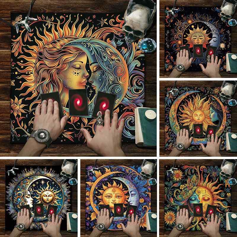 テーブルクロス タロット オラクルカード 占い用 リーディング用 ベルベット生地 正方形 スクエア型 月..