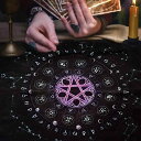 タロットクロス 五芒星 十二星座 オラクルカード 占い スピリチュアル 瞑想 儀式用 神聖幾何学模様 正方形 64cm角 祭壇布 タロットマット
