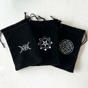 タロットカードポーチ ベルベット 厚手 五芒星刺繡入り 巾着袋 オラクルカード 収納ケース 神秘的なデザイン パワーストーン入れ 小物入れ