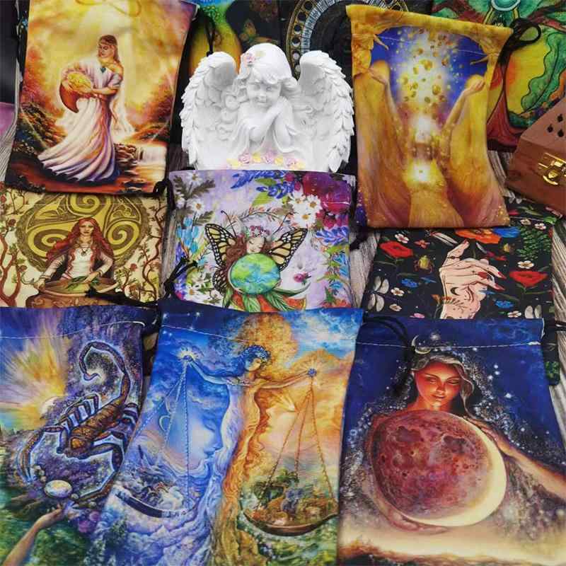 ポーチ 12星座デザイン ベルベット 巾着袋 アクセサリー収納 ジュエリー タロットカードケース 小物入れ 高級感 普段使い 携帯用 両面仕様 13.5×18cm