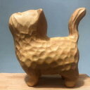 木彫り 置物 ボックスウッド 風に揺れる子猫 天然木 手彫り ミニチュア オブジェ デスク飾り 玄関 飾り物 誕生日 プレゼント インテリア 癒し コレクターズアイテム 和風 アジアン