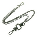 パンツチェーン メンズ 男性 ウォレットチェーン ヒップホップ ストリート系 ラッパー カジュアル ロック パンク デニムスタイル 大ぶり 存在感 ダブルチェーン 2連 金属製 ガンブラック 腰飾り
