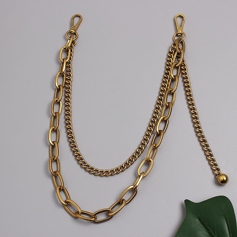 パンツチェーン ユニセックス レトロ アンティークゴールド ダブル ヒップホップ ストリート カジュアル ウォレットチェーン ズボン ウエスト アクセサリー