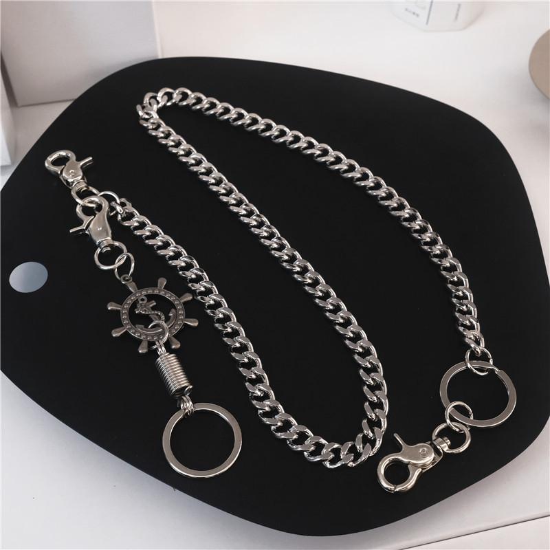 ウォレットチェーン 男女兼用 パンク ヒップホップ バイカー ストリート アメカジ レトロ シルバー ア..