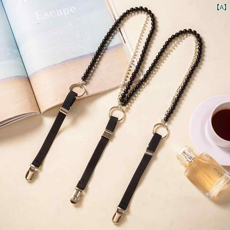 サスペンダー レディース 女性用 ゴム 伸縮性 弾力性 ラインストーン チェーン パール 装飾 3クリップ ..