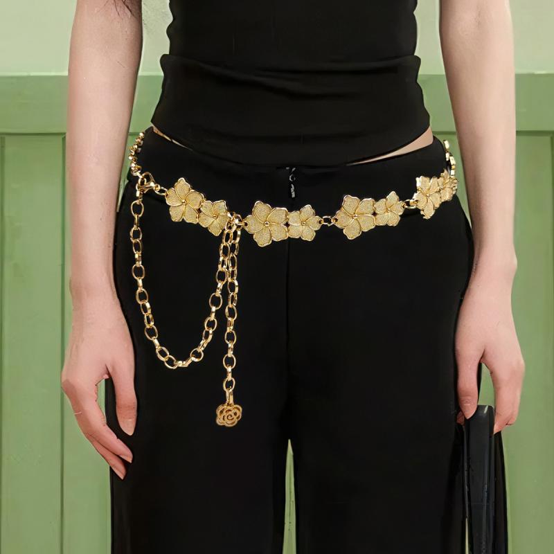 ウエストチェーン レディース 欧米風 高級感 メタル製 チェーンベルト レトロ 個性的なデザイン ファッ..
