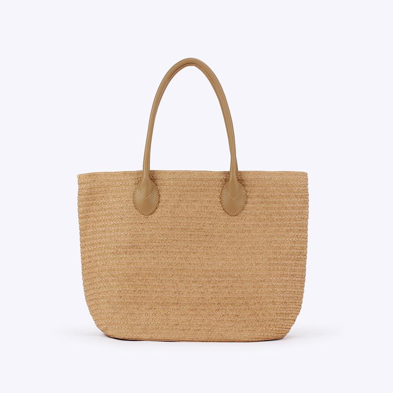 バッグ レディース 女性用 ペーパーヤーン 編み込み ショルダーバッグ 欧米風 シンプル カジュアル 旅行 お出かけ ビーチ リゾート 普段使い 横型 スクエア ベージュ系 春夏 サマー