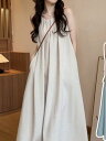 ワンピース レディース ノースリーブ Aライン ミモレ丈 リゾート ビーチ 高見え 杏色 グリーン ブラック 無地 ハイウエスト 裏地なし プライベート お出かけ デート