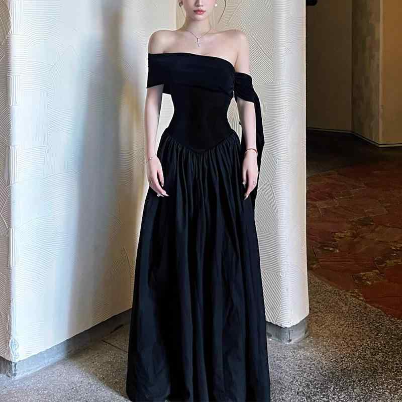 ワンピース レディース Aライン 半袖 膝丈 ポリエステル 波点柄 ブラック 高見え おしゃれ かわいい 韓国風 ファッション