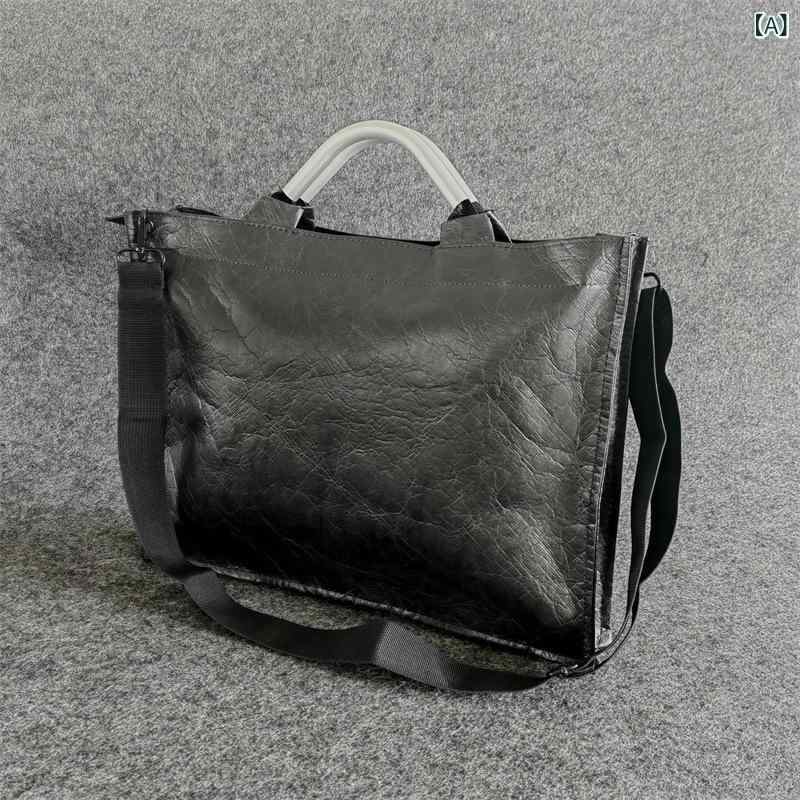 バッグ 男女兼用 通勤 ビジネス ブリーフケース トートバッグ ショルダーバッグ PC収納 16インチ対応 超軽量 防水 洗える デュポン紙 プリーツ加工 耐摩耗性 負荷軽減 収納力抜群 ブラック シンプル カジュアル 鞄