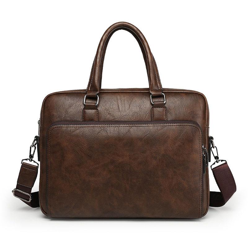 ビジネスバッグ メンズ 男性用 PC収納 パソコンケース 手提げ ハンドバッグ ショルダーバッグ 斜め掛け PUレザー 防水 軽量 耐久性 通勤 出張 仕事用 A4対応 タブレット収納 多機能 スタイリッシュ