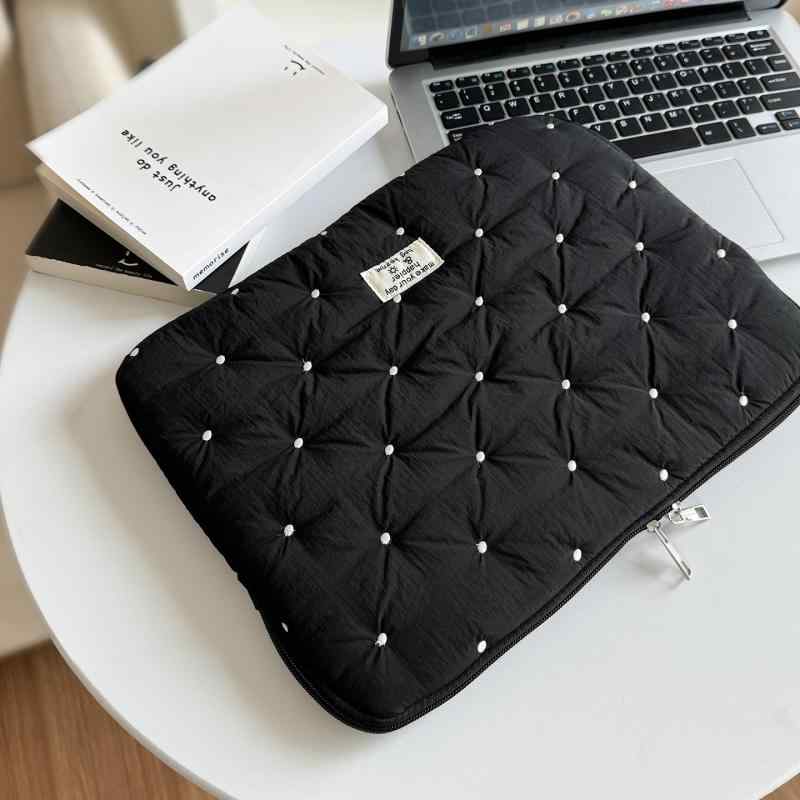 ノートPC タブレット インナーケース 持ち運び 韓国風 おしゃれ かわいい ユニセックス 耐衝撃 ポリエステル ドット柄 収納 ブラック ホワイト グレー ターコイズグリーン