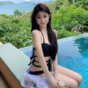 水着 レディース ビキニ ワンピース セクシー ストラップ 体系カバー スタイルアップ 無地 赤 黒 温泉 海水浴 リゾート