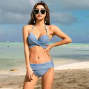 水着 レディース 韓国風 セクシー バンドゥ ビキニ スイムウェア 温泉 海水浴 旅行 無地 盛れる かわいい おしゃれ 白 赤 紺 黒 ワインレッド カーキ グレー ピンク 蛍光グリーン(4)