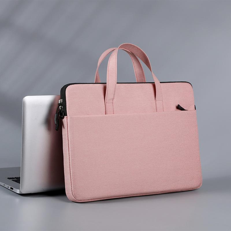 PCバッグ 男女兼用 超薄型 超軽量 防水 耐摩耗性 無地 ノートパソコンケース 手提げ ショルダーバッグ 斜めがけ ビジネス ブリーフケース 書類鞄 通勤 出張 オックスフォード布 13 14 15インチ対応 ブラック グレー ブルー ピンク(4)