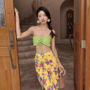 水着 レディース ビキニ セパレート 小胸 バスト 盛れる スイムウェア 2点セット かわいい セクシー 体型カバー 大人 女性用 おしゃれ グリーン M L XL(4)