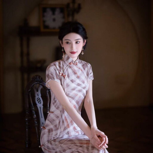 チャイナドレス レディース ワンピース 春夏 半袖 モダンレトロ ロング丈 チェック柄 スリムフィット 上品 気品 デイリー チャイナドレス レディース ワンピース 春夏 半袖 モダンレトロ ロング丈 チェック柄 スリムフィット 上品 気品 デイリー