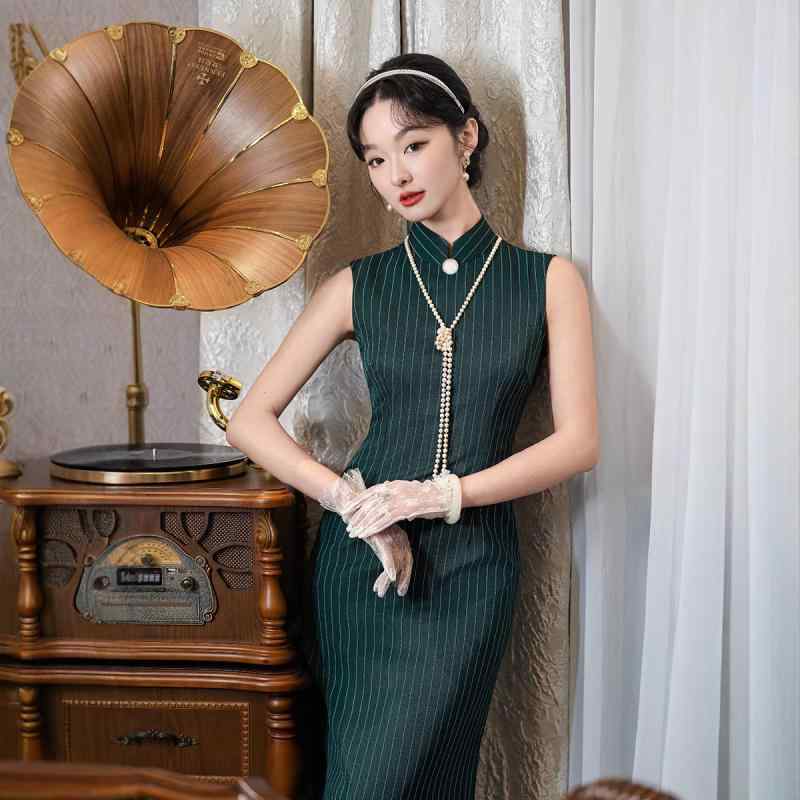チャイナドレス レディース ワンピース 春夏 日常 エレガント レトロ ノースリーブ スリム 国風