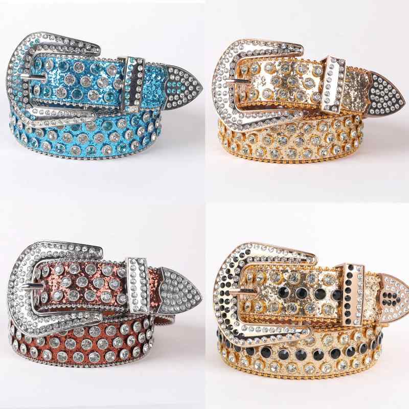 ベルト メンズ レディース 男女兼用 パンク ロック ファッション 幅広 ラインストーン装飾 ベルト 革ベルト ジーンズ用ベルト 腰帯