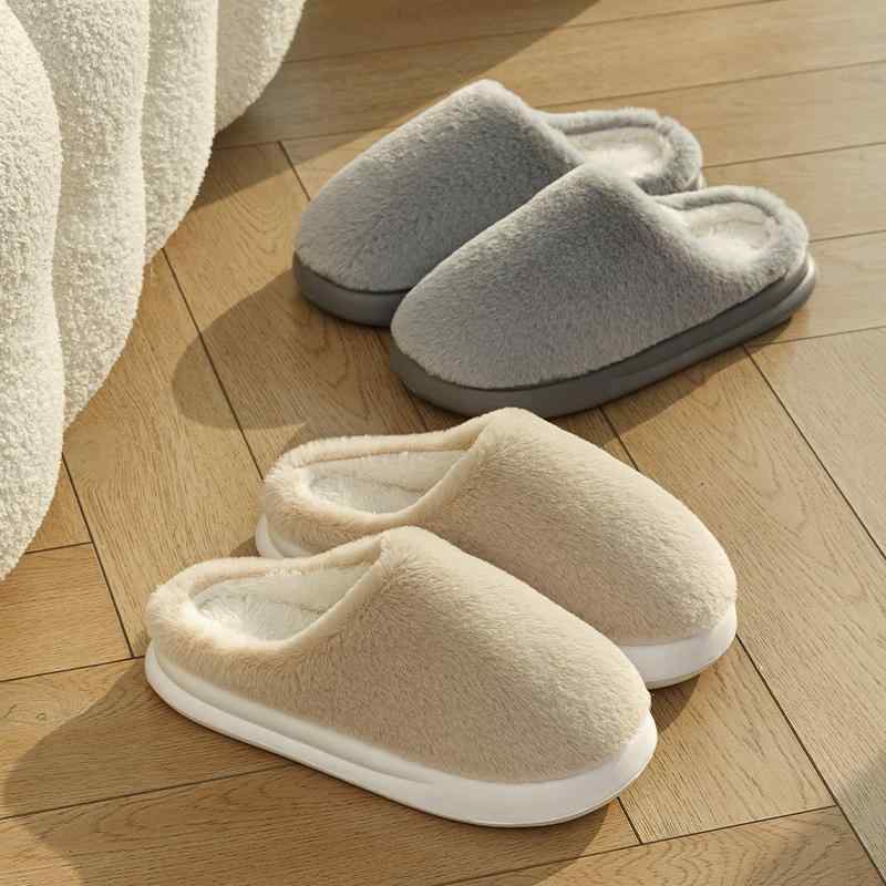 ルームシューズ レディース メンズ 冬用 EVA厚底 滑り止め 保温 裏起毛 ボア フェイクファー 厚手 室内履き カップル ペア 自宅用 ラウンドトゥ シンプル マカロンカラー