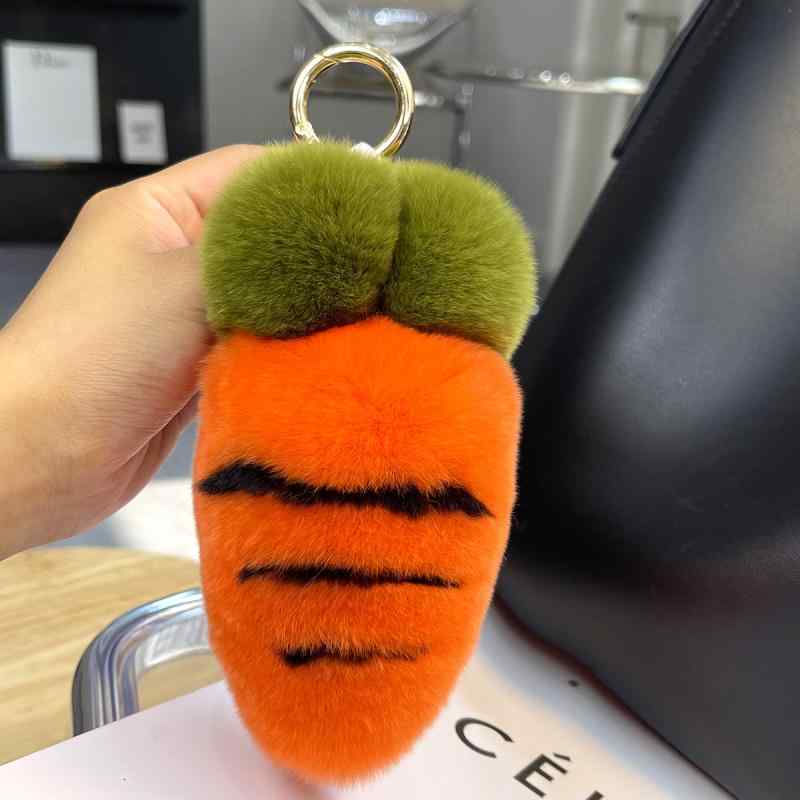 キーホルダー バッグチャーム レディース 女性用 リアル レッキスラビットファー にんじん かわいい ふ..