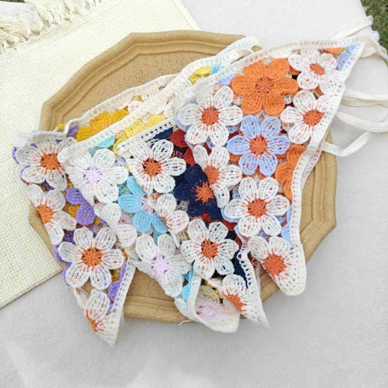 ヘアバンド レディース 田園風 レトロ ボヘミアン ニット かぎ針編み 毛糸 花柄 フラワーデザイン 配色..