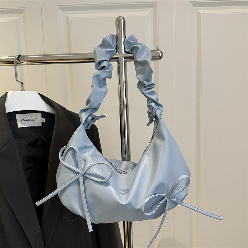 ショルダーバッグ レディース リボン プリーツ クラウド型 アーム型 PUレザー かわいい おしゃれ 水餃..