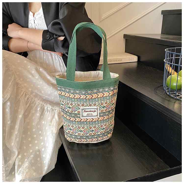 トートバッグ ユニセックス 男女兼用 バスケット型 ランチバッグ お弁当入れ 高級感 個性的 手作り コ..