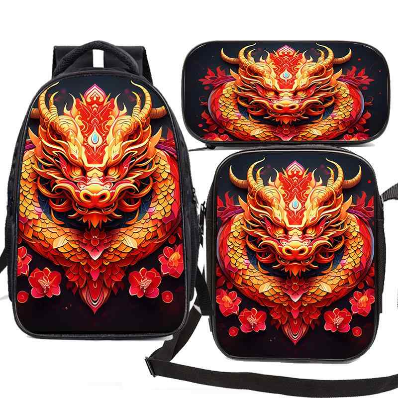 スクールバッグ 子供 学生 ユニセックス 通学用 日常使い 三点セット 二層式 リュックサック 手提げ対..