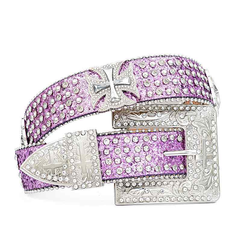 ベルト レディース 女性用 ファッション おしゃれ 幅広 総 ラインストーン クリスタル クロス 装飾 ベルト