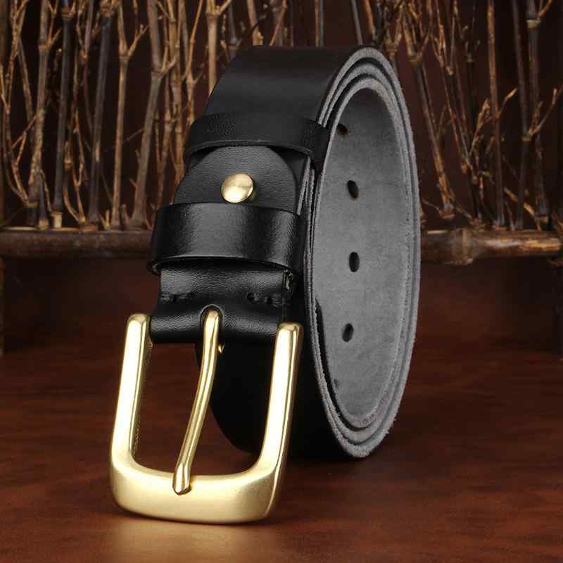 ベルト 革 牛革 メンズ 男性用 ベルト 帯 ピンバックル 真鍮 ブラス カジュアル おしゃれ 韓国 中年向け