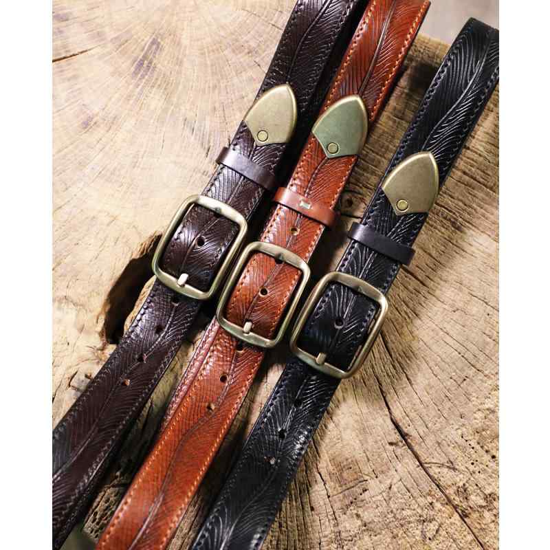 ベルト カジュアル アメカジ レトロ ヴィンテージ ヌメ革 牛革 角型 銅製 バックル ベルト メンズ 男性..