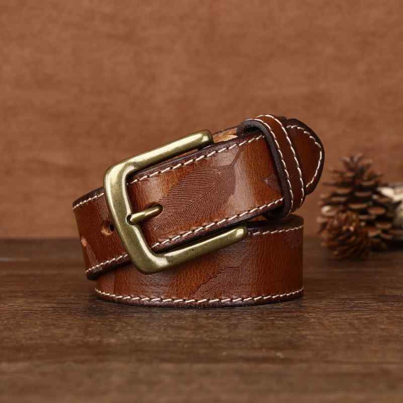 ベルト メンズ レディース 革 牛革 レトロ レーザー彫刻 個性的 銅製バックル 男女兼用 カジュアル ベ..