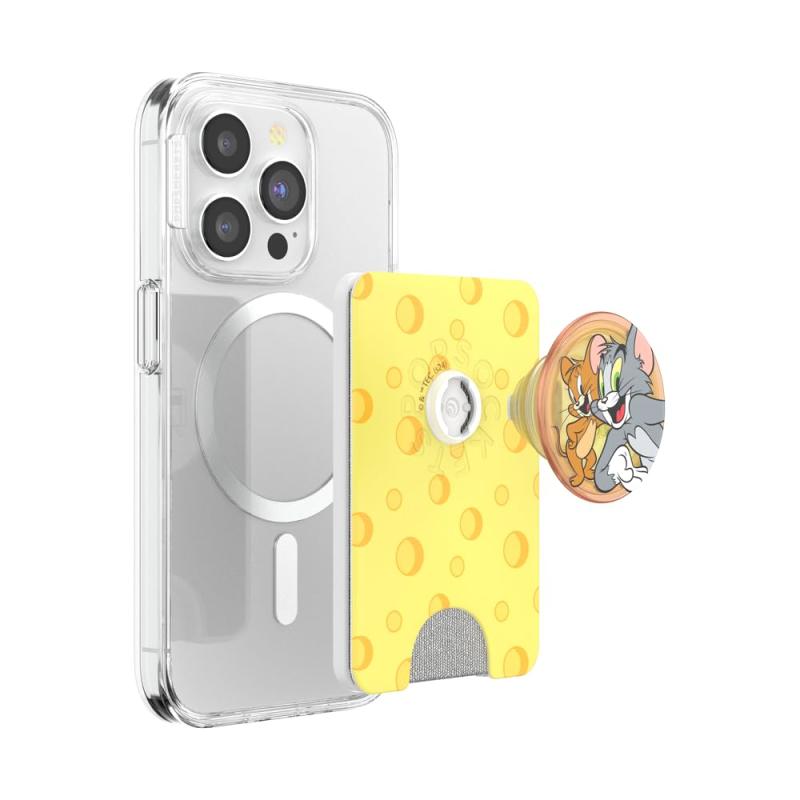 PopSockets Japan - ポップソケッツ ジャパン PopWallet+ チーズド トムとジェリー MagSafe対応 アダプターリング付き ワイヤレス充電対応 スマホグリップ&amp;ウォレット スタンド付きカードケース
