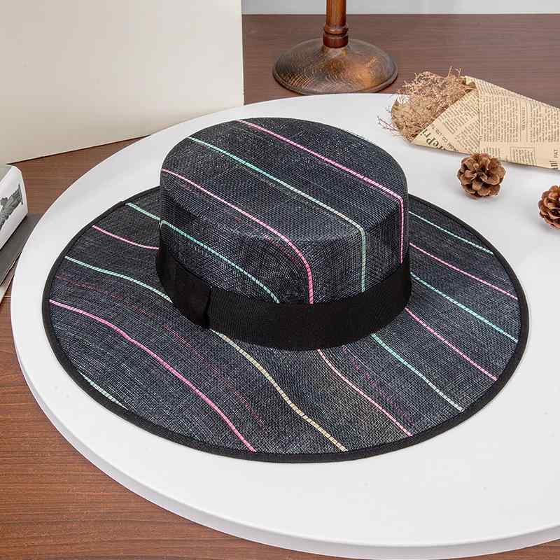 帽子 レディース 春夏 英国風 レトロ 平天ハット 花柄 エレガント 麻 ラフィア つば広 日よけ UVカット リゾート 旅行