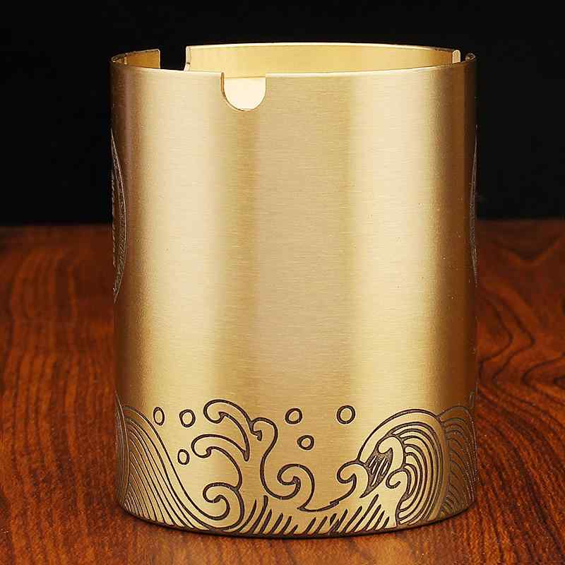 灰皿 真鍮製 銅製 中国風 中華風 財運上昇 縁起物 開運 金運アップ 商売繁盛 蓋付き フタ付き 漏斗型 卓上 家庭用 オフィス用 車載用 車用 重厚感 高級...