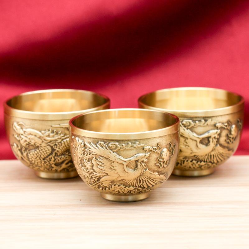 置物 真鍮製 聚宝盆 百福 開運 招財進宝 福字 龍鳳 龍 麒麟 金銭 縁起物 幸運 インテリア 飾り物 卓上 ..