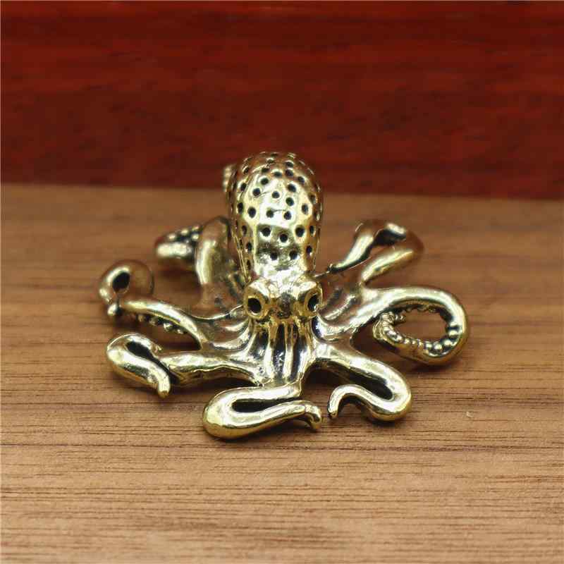 置物 真鍮 無垢 タコ オクトパス ミニチュア オブジェ ユニーク デザイン 卓上 インテリア 茶道飾り 茶..