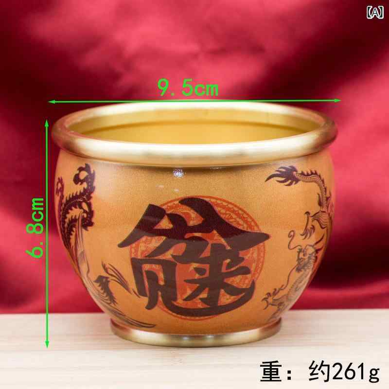 真鍮製 置物 彩色 手描き 百福の壺 米びつ 聚宝盆 財運の器 招財 ラッキーアイテム 開運祈願 縁起物 オ..