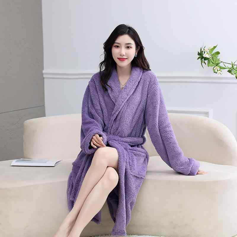 ガウン レディース 秋冬 裏起毛 厚手 サンゴフリース フランネル素材 バスローブ ロング丈 ゆったり 大..